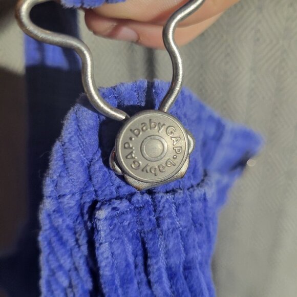 Baby Gap Vintage Unisex Blue Corduroy Overalls With Snaps Size 6-12M - Picture 2 of 16